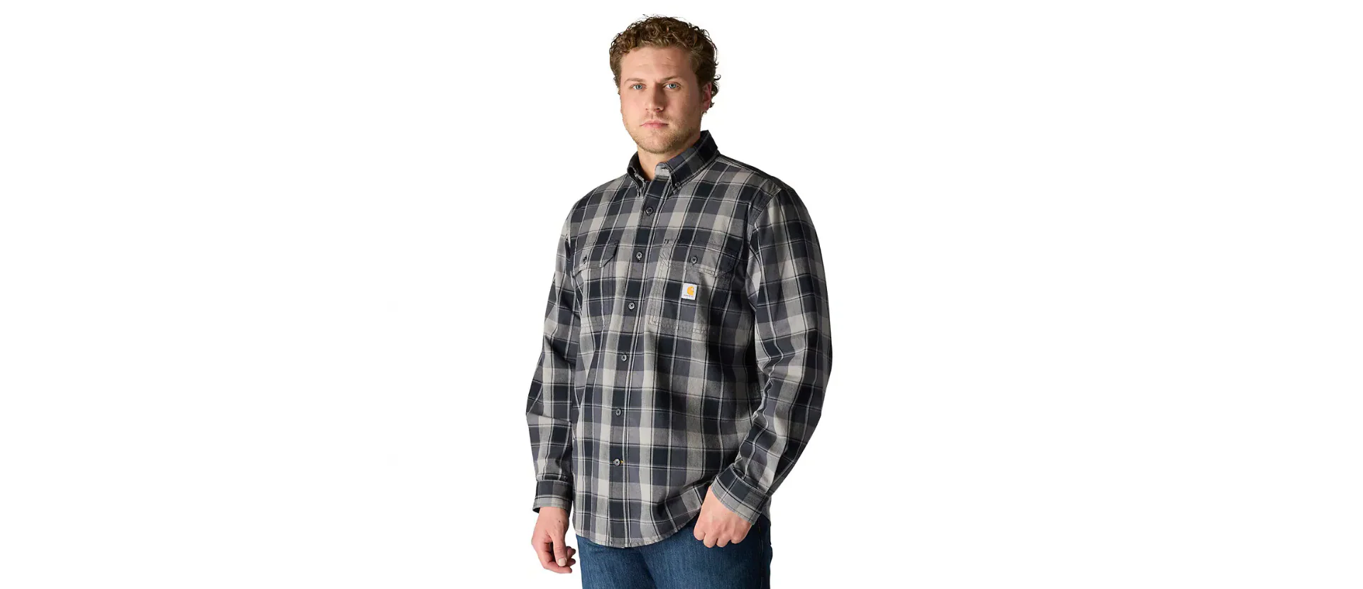 Carhartt Loose Fit Midweight Chambray Long-Sleeve Plaid Shirt Men's - Image 2