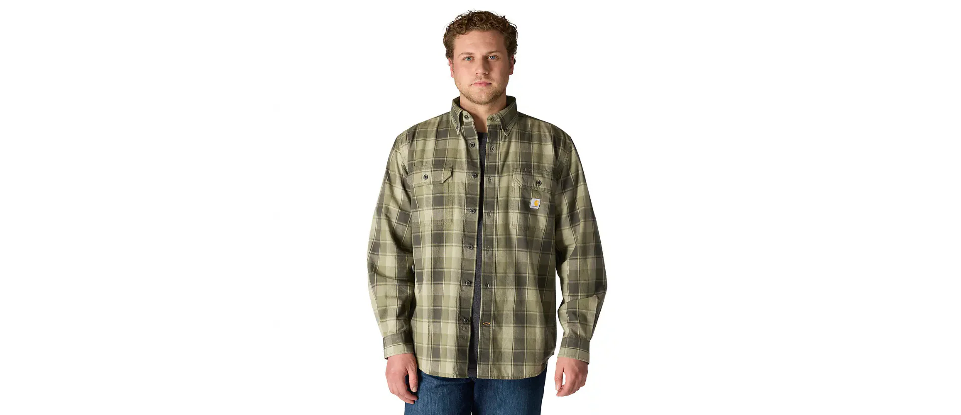 Carhartt Loose Fit Midweight Chambray Long-Sleeve Plaid Shirt Men's - Image 3
