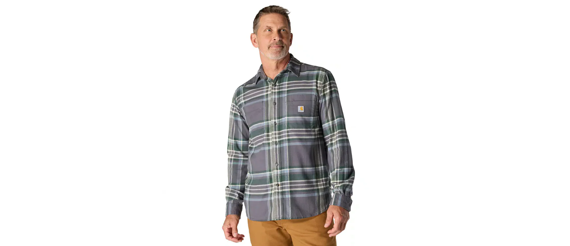 Carhartt Rugged Flex Relaxed Fit Midweight Flannel Long-Sleeve Plaid Shirt Men's - Image 2