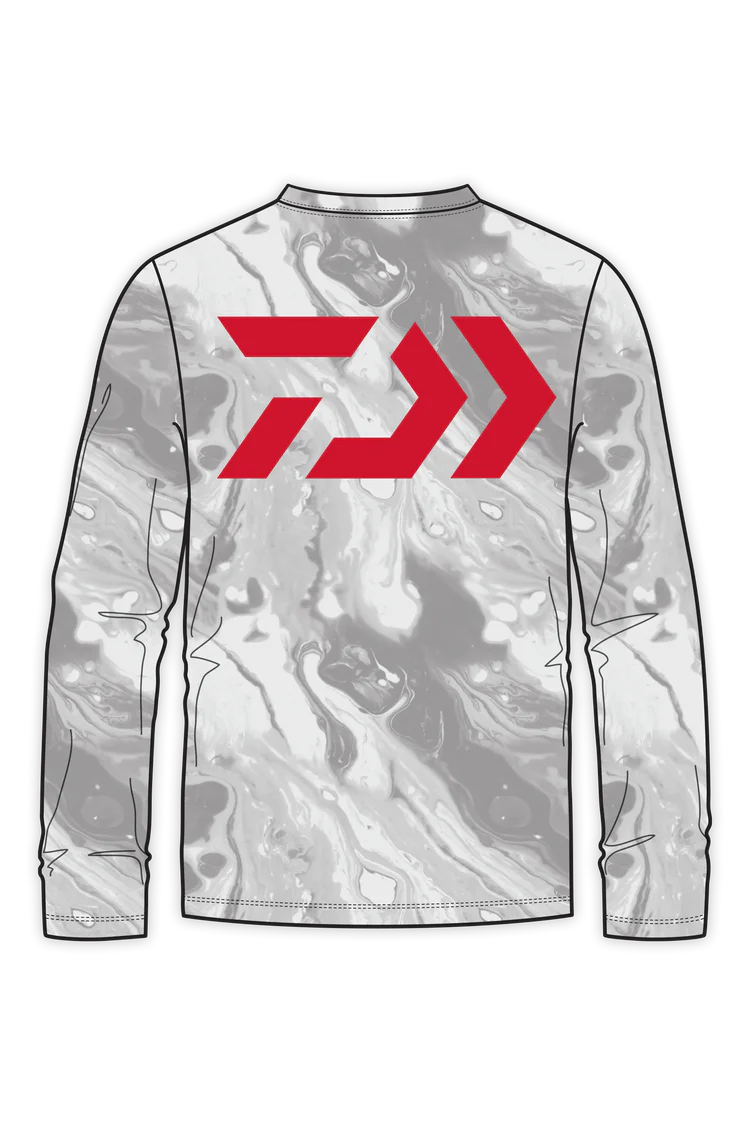 Daiwa D-Vec Snow Camo "Red Logo" LS Perf Sunshirt Men's - Image 2