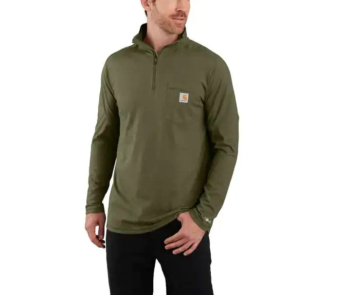 Force Relaxed Fit Midweight Long-Sleeve Quarter-Zip Mock-Neck T-Shirt - Image 4