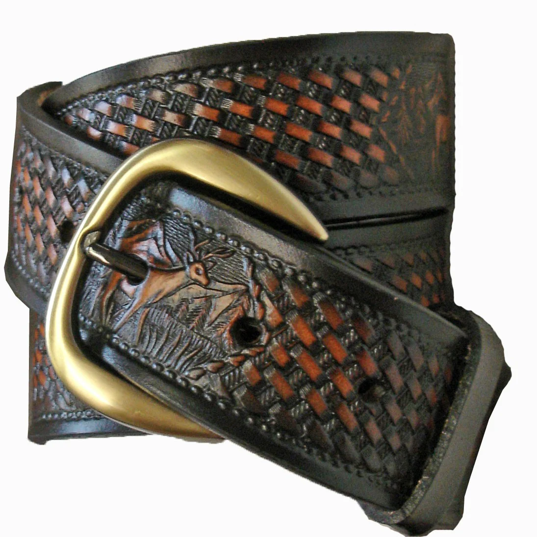Hickory Creek Deer Embossed Bridle Leather Belts - Image 2
