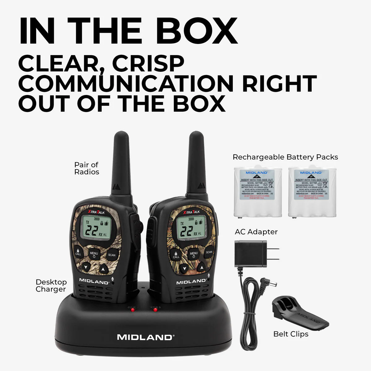 Midland LXT535 FRS License-Free Walkie Talkie 2 Pack Camo - LXT535VP3 - Image 2