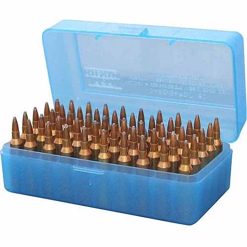 Mtm Case-Gard R-50 50Rd Rifle Ammo Box 3.08 Max Oal Poly Blue
