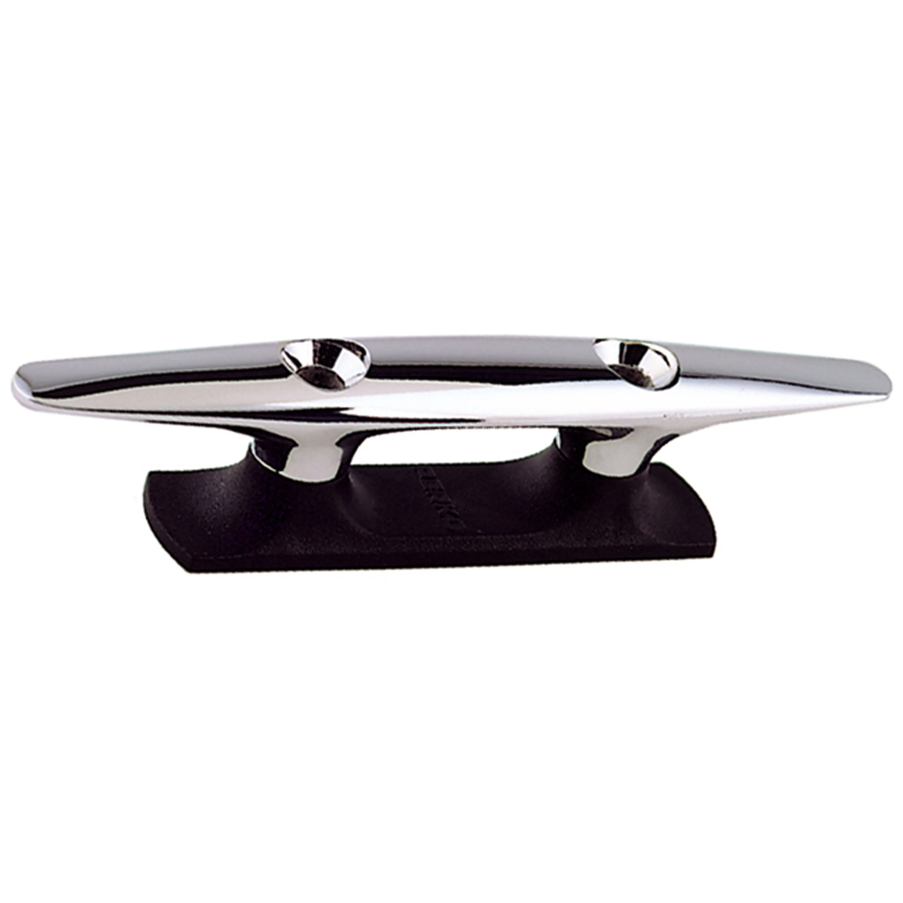 Perko 1326DP2CHR Chrome-Plated Open Base Cleat with Black Polymer Base - 6-1/4  Length with 3-5/8  X 7/8  Base