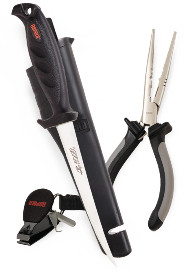 Rapala Combo Pack 6 1/2 Pliers / Falcon Fillet Knife / Clipper/ Sheath