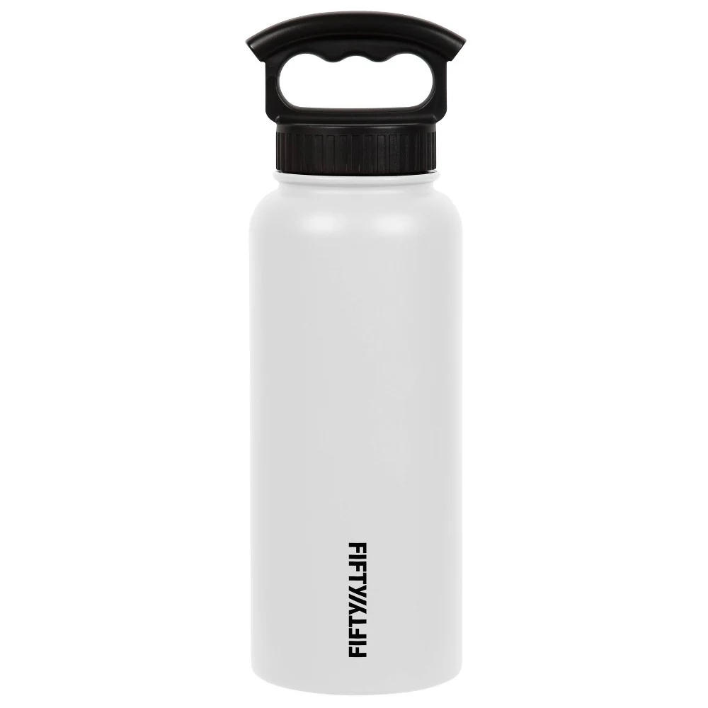 V34001WH0 34 Oz Winter White Bottle with 3 Finger Grip Cap