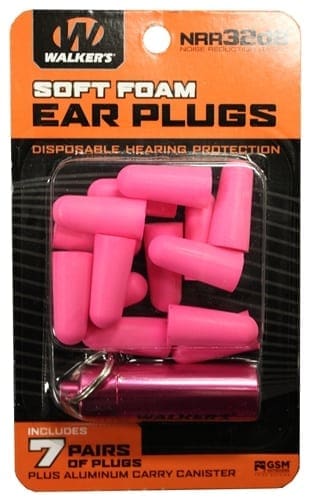 Walker's Foam Ear Plugs With Black Aluminum Carry Canister 7 Pairs - Image 2